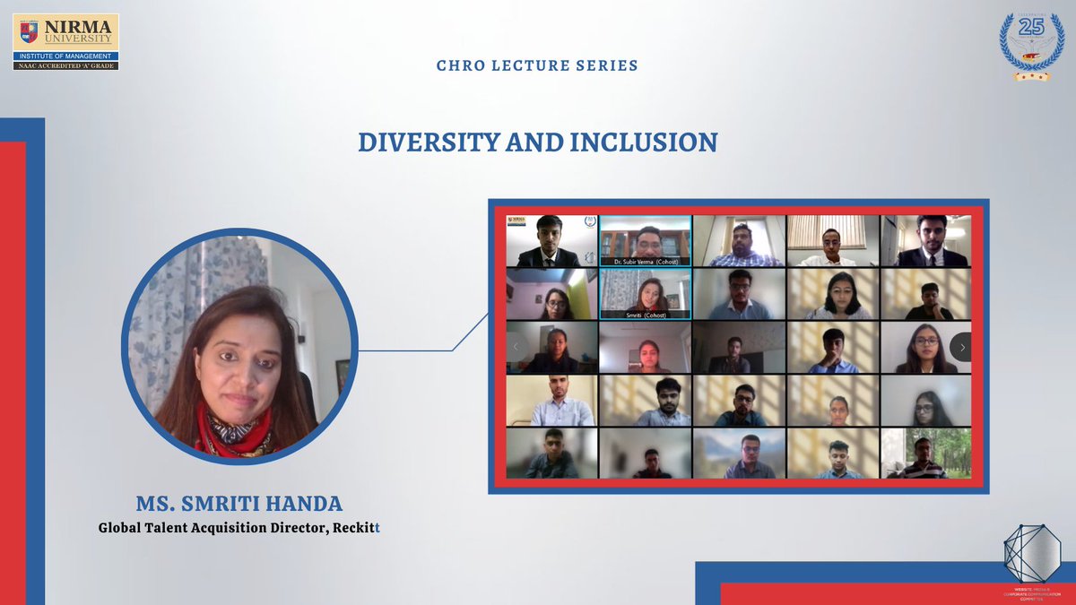 IMNUOfficial's tweet photo. Ms. Smriti, while discussing the crucial subject of gender biases prevailing in different work sectors, quoted, "Idea of becoming a role is not to lose your individuality".
@SmritiHanda
#MBA #IMNU #CHROLectureSeries https://t.co/zshomHtblz