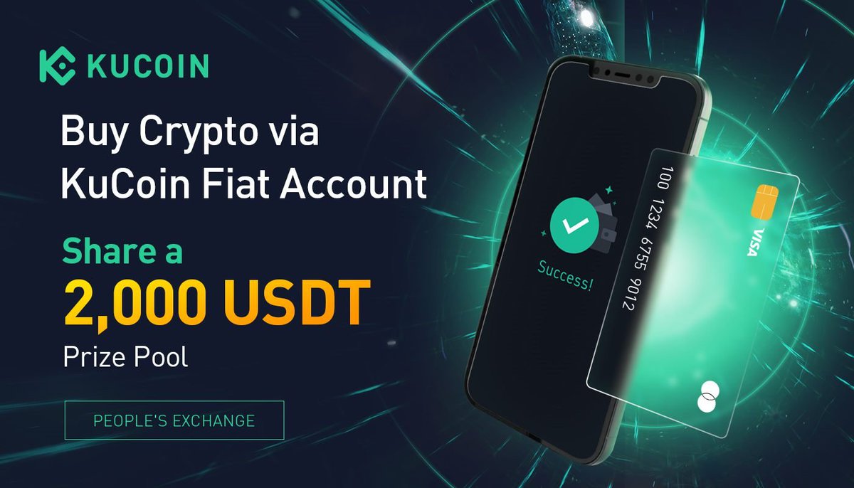kucoincom's tweet photo. 💳 Buy Crypto via #KuCoin Fiat Account: Share a 2,000 $USDT Prize Pool

1⃣ Follow @kucoincom &amp; Retweet
2⃣ Tweet the screenshot of your transaction with the hashtag #KuCoinFiatAccount
3⃣ Fill out: https://t.co/UgI8RRXyKW

💰 All qualified participants will share the prize pool https://t.co/Vq8mQAqs3Y
