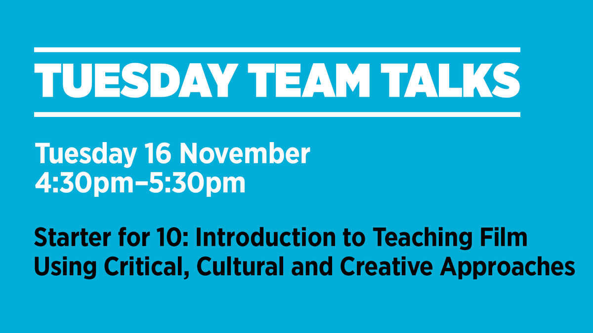 Tuesday Team Talks. Tuesday 16 November 4:30pm - 5:30pm.