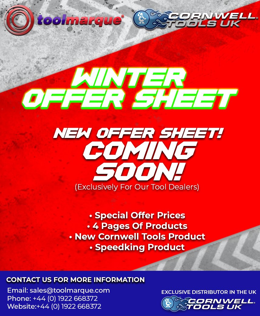 toolmarque's tweet photo. Our winter #offer sheet is coming!
Keep your eyes on your post!
If you are a #Toolmarque #tool dealer, expect to receive your offer sheets in the post!
Contact us:
Email: sales@toolmarque.com
Phone: +44 (0) 1922 668372
Website: https://t.co/TLUaZoS1aC
#cornwelltools #tooldealer https://t.co/wpLiclAzZX