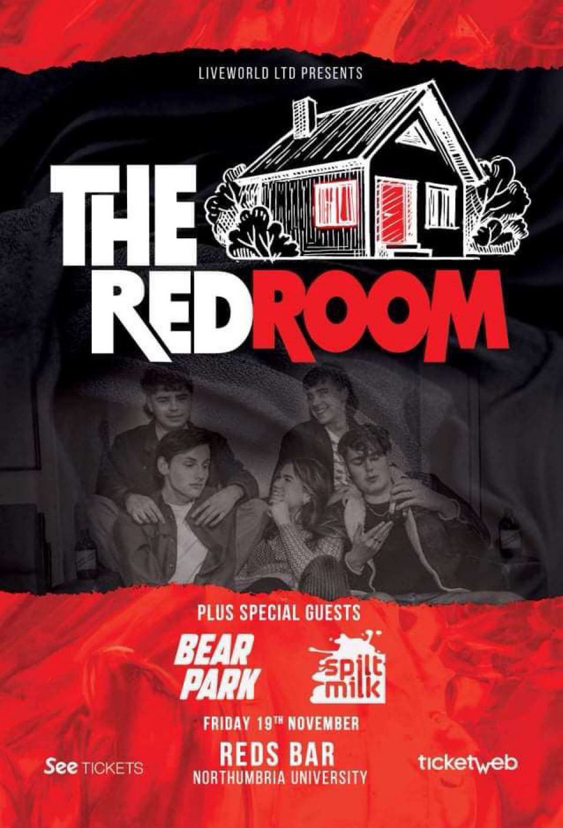theredroomband_'s tweet photo. We are over the moon to announce @bearparkmusic and @SpiltMilk_band are joining us on Friday for our first ever headline. We can’t wait too see you all there !! tickets are running low so if you haven’t already, click the link in our bio to get one and join us for a boogie !!❤️ https://t.co/tsb3jhH9ua
