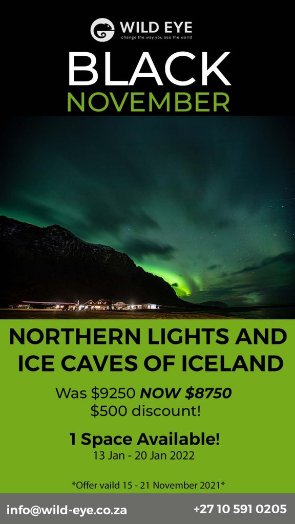 Black November is getting better! Check out this trip and let’s connect. 

wild-eye.com/product/northe…