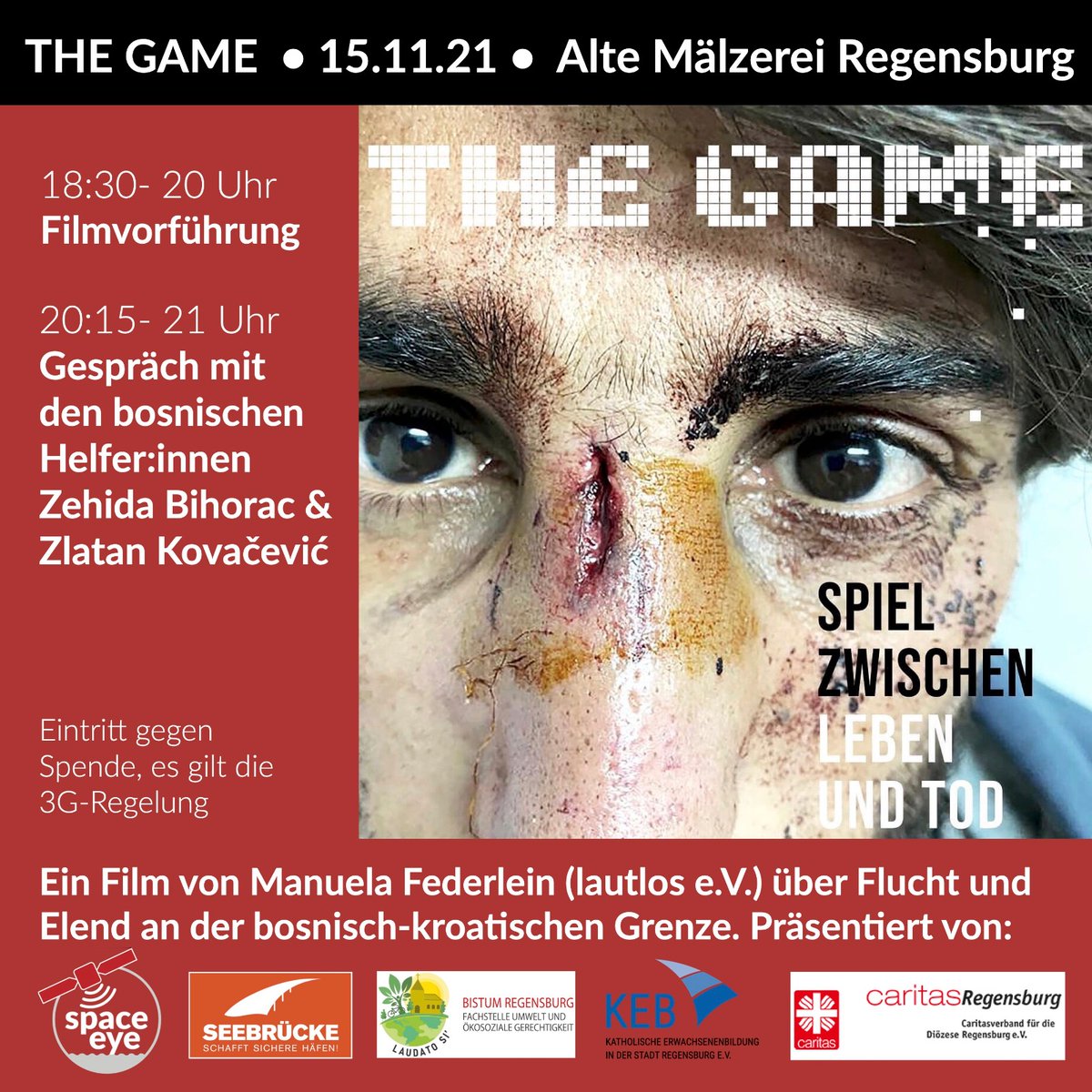 #Thegame: Heute Abend in der Alten Mälzerei! #SpaceEye präsentiert den Film ab 18.30 Uhr, im Anschluss ein Gespräch mit Vertretern von SOS Bihac. Eintritt ist gegen eine Spende und 3G-Nachweis möglich. Thema: Das Elend an der bosnisch-kroatischen Grenze. youtube.com/watch?v=4jhHgj…