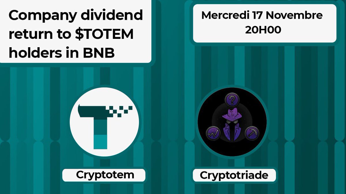Masilia_Jesus's tweet photo. 🎁 #Concours #giveaway #Crypto #blockchain 

💵On vous fait gagner 200$ en $TOTEM

Pour participer, RT + FOLLOW @Crypto_Triade et @CryptotemToken 
Et RDV sur notre groupe Telegram à 20h le Mercredi 17 novembre pour l’AMA avec Cryptotem 

🎙Groupe TG⤵️
https://t.co/BdPv5xM4lg https://t.co/LuSQpBm2CH