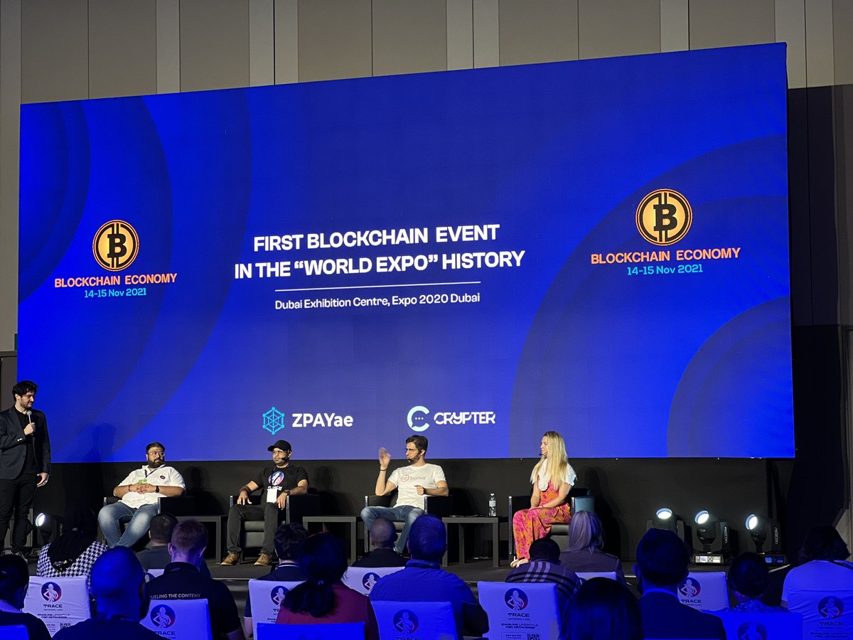 Blockchain Economy (@beconomy_hq) on Twitter photo Our next panel about #Metaverse, #DeFi,and #NFT with Lokesh Rao <a href="/trace_network/">Trace Network Labs</a>, Ankitt Gaur <a href="/EasyfiNetwork/">@easyfi.network</a>, Matthias Mende and <a href="/laurentickner/">Lauren Tickner 🦄</a> is started 🔥
#BlockchainEconomyExpo
#Expo2020Dubai Our next panel about #Metaverse, #DeFi,and #NFT with Lokesh Rao <a href="/trace_network/">Trace Network Labs</a>, Ankitt Gaur <a href="/EasyfiNetwork/">@easyfi.network</a>, Matthias Mende and <a href="/laurentickner/">Lauren Tickner 🦄</a> is started 🔥
#BlockchainEconomyExpo
#Expo2020Dubai
