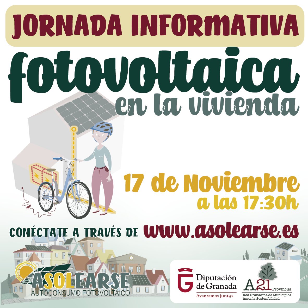 dipgra's tweet photo. 👉Este miércoles por la tarde @dipgra ofrecerá una jornada informativa online acerca de la campaña 
 @asolearse sobre #AutoconsumoFotovoltaico

¡Conéctate a través de https://t.co/ODjOJQbkIL! https://t.co/PKYaPWhqyE