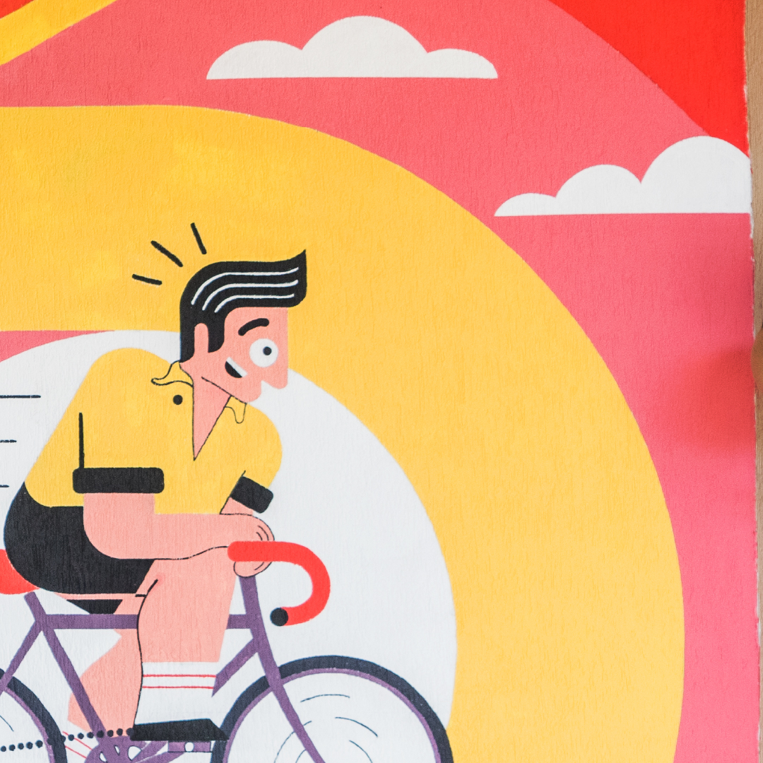 🚴‍♂️  MONORO x TEENAGE KICKS 
 🚴‍♂️
Retour sur la participation du collectif à la biennale de Teenage Kicks !
L’idée d’un mix entre une publicité bien connue des rennais (place Sainte-Anne) et l’univers de Louison Bobet nous est apparu comme une évidence ! (1/3)