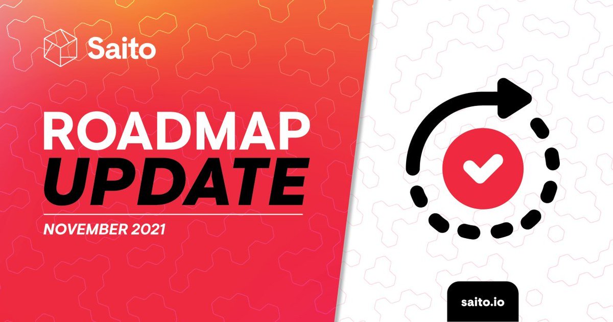 SaitoOfficial's tweet photo. As promised our Roadmap Update is live:
https://t.co/g8SLXWUMgJ

Bonus - Fireside Chat:
Join founders David and Richard to discuss what is in store for Saito tomorrow Nov. 16 at 1pm UTC on https://t.co/p0K7sQfSnL https://t.co/Sn29p70fSI
