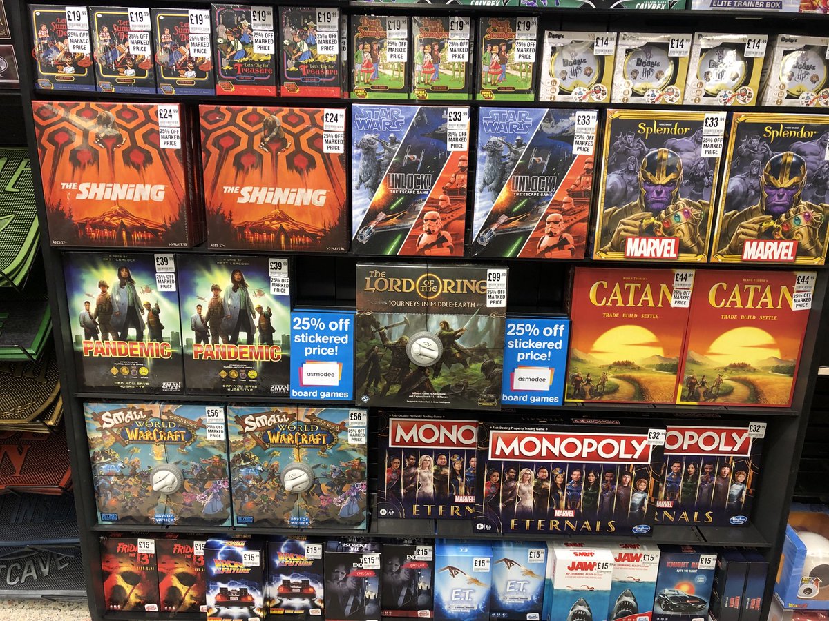 Keep yourself entertained this Christmas with these fantastic #boardGames! 
For a limited time only get 25% off selected games! (Stickered stock only) 
#Marvel #starwars #TheShining #StevenRhodes #WorldOfWarCraft #LordOfTheRings #Asmodee