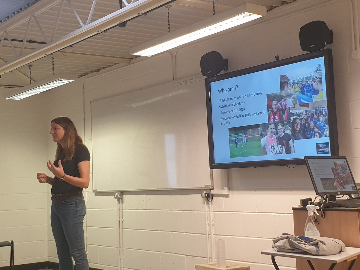 Fantastic to have @Transsomething talking to our level 5 @PhysEd_SportYD  and @StMarysSAHPS students about her work in Football vs Transphobia and what positive experiences for Trans women in sport can look like.