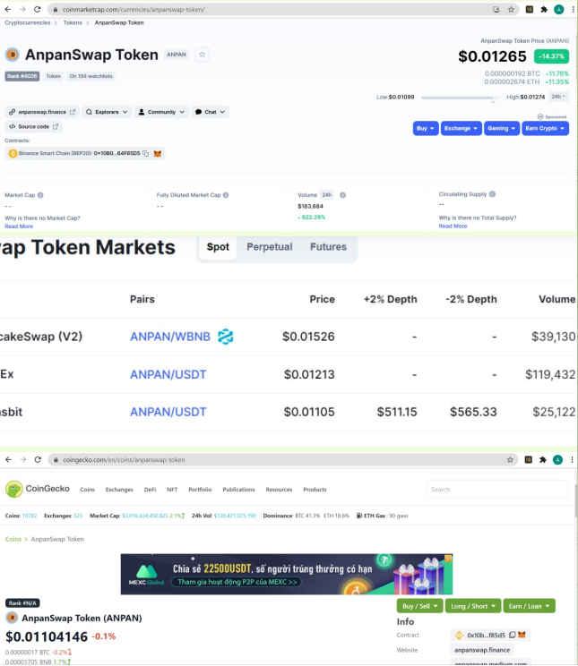 anpanswap's tweet photo. We are pleased to inform that our ANPAN token already been listed on coinmarketcap and coingecko.
The price was increased over 60%, and volume was increased over 600% from listing on coinmarketcap and coingecko.
#AnpanSwap #BSC #Binance @elonmusk
 #PancakeSwap #bscgem #giveaway https://t.co/4sgumy8q5Z