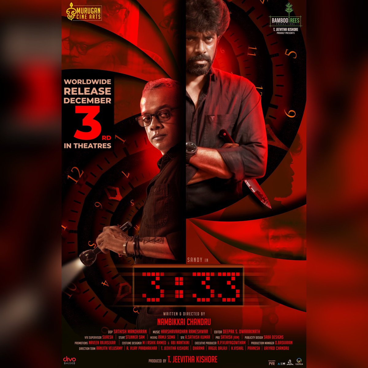 Shruthi Selvam (@shruthiselvam_) on Twitter photo Back On Track !#MoonuMuppathiMoonu is All set to Release on December 3rd.
#333FromDec3
<a href="/menongautham/">Gauthamvasudevmenon</a> <a href="/iamSandy_Off/">SANDY</a> <a href="/Bamboo_Trees/">Bamboo Trees Productions</a> <a href="/ProducerJeevi/">T. Jeevitha kishore</a> <a href="/NAMBIKAICHANDRU/">NAMBIKKAI CHANDRU</a> <a href="/sathishmanohara/">Lenn UK.eth</a> <a href="/rameemusic/">Harshavardhan Rameshwar</a> <a href="/DeepakDFT/">Deepak S Dwaraknath</a> <a href="/Shruthiselvam_/">Shruthi Selvam</a> <a href="/reshupasupuleti/">Reshma Pasupuleti</a> <a href="/divomusicindia/">Divo Music</a>
<a href="/teamaimpr/">Team AIM</a> <a href="/VanquishMedia__/">Vanquish Media</a> Back On Track !#MoonuMuppathiMoonu is All set to Release on December 3rd.
#333FromDec3
<a href="/menongautham/">Gauthamvasudevmenon</a> <a href="/iamSandy_Off/">SANDY</a> <a href="/Bamboo_Trees/">Bamboo Trees Productions</a> <a href="/ProducerJeevi/">T. Jeevitha kishore</a> <a href="/NAMBIKAICHANDRU/">NAMBIKKAI CHANDRU</a> <a href="/sathishmanohara/">Lenn UK.eth</a> <a href="/rameemusic/">Harshavardhan Rameshwar</a> <a href="/DeepakDFT/">Deepak S Dwaraknath</a> <a href="/Shruthiselvam_/">Shruthi Selvam</a> <a href="/reshupasupuleti/">Reshma Pasupuleti</a> <a href="/divomusicindia/">Divo Music</a>
<a href="/teamaimpr/">Team AIM</a> <a href="/VanquishMedia__/">Vanquish Media</a>