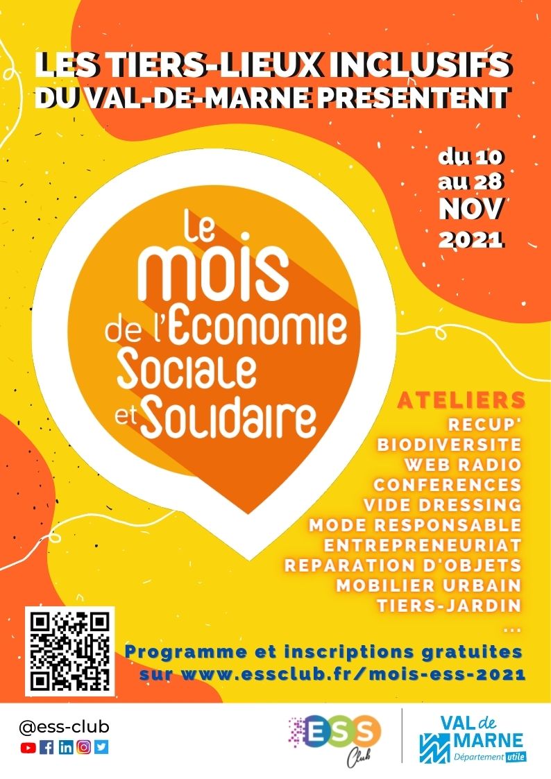 AMChronicles's tweet photo. Mois de l'ESS des Tiers-Lieux inclusifs du 94, semaine 2 ! Au programme de la semaine : exposition design, fabrication, alimentation durable et mode éthique ! 
Fil à dérouler 👇
#MoisESS21 #tierslieux #ESS https://t.co/kGV1VwtYu4