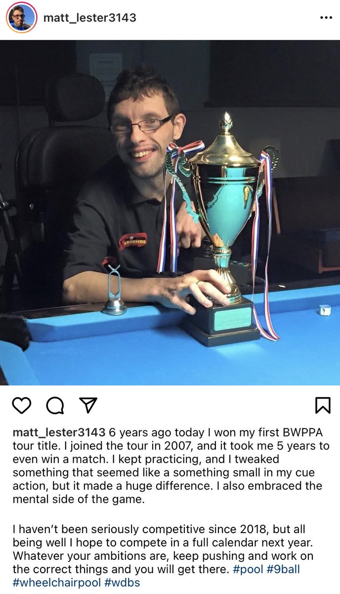 Matt_Lester's tweet photo. 6 years ago today! @BWPPA #9ball #pool #wheelchairpool #wdbs #disabilitysport #DisabilityTwitter https://t.co/NTtfdDL0Nj