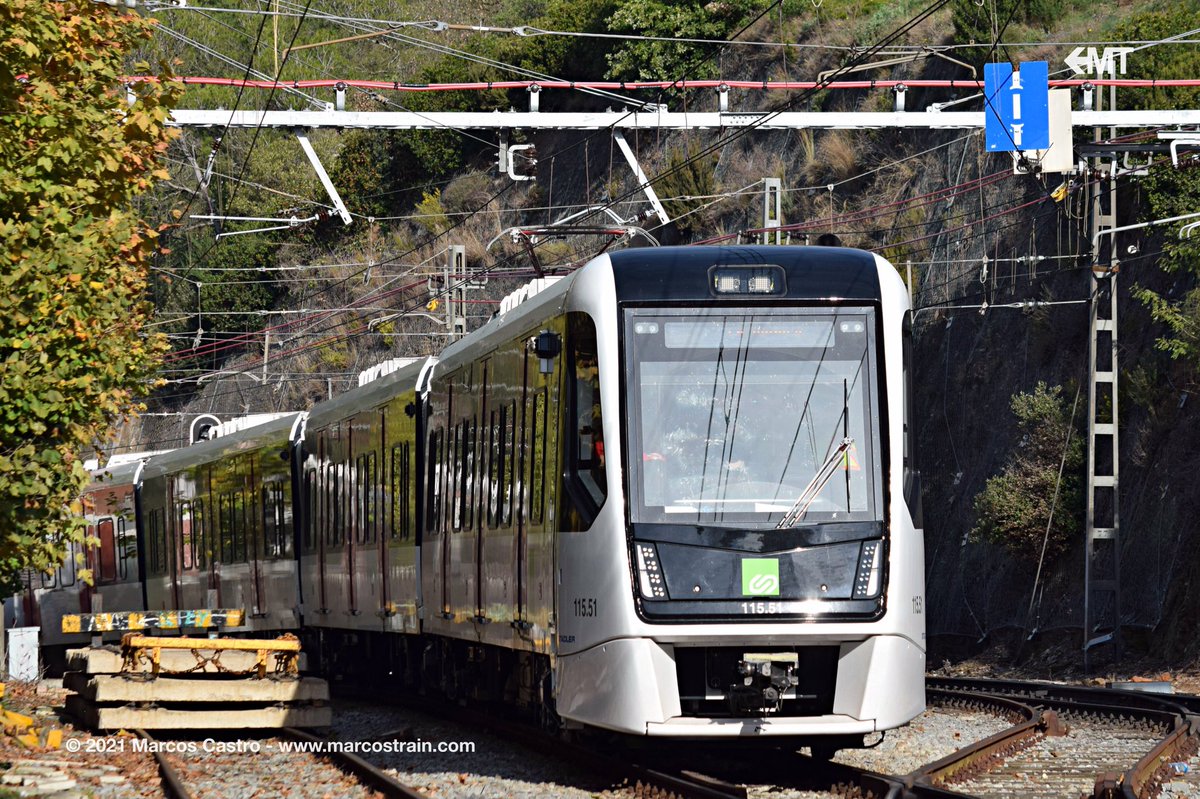 marcostrain's tweet photo. The brand-new UT115.01 of FGC (Ferrocarrils de la Generalitat de Catalunya) arriving to Les Planes station on a test drive.
📷 | https://t.co/heunEasUHX
#FGC #ferrocarrils #fgc115 #ut115 #barcelonavallès #stadlerrail https://t.co/Zzc2vwgWcN