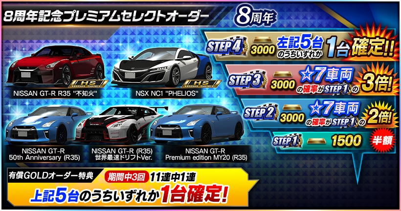ドリフトスピリッツ 8周年記念プレミアムセレクトオーダー 開催中 詳細はゲーム内のお知らせをチェック ドリスピ T Co Ccovp1gfgo Twitter