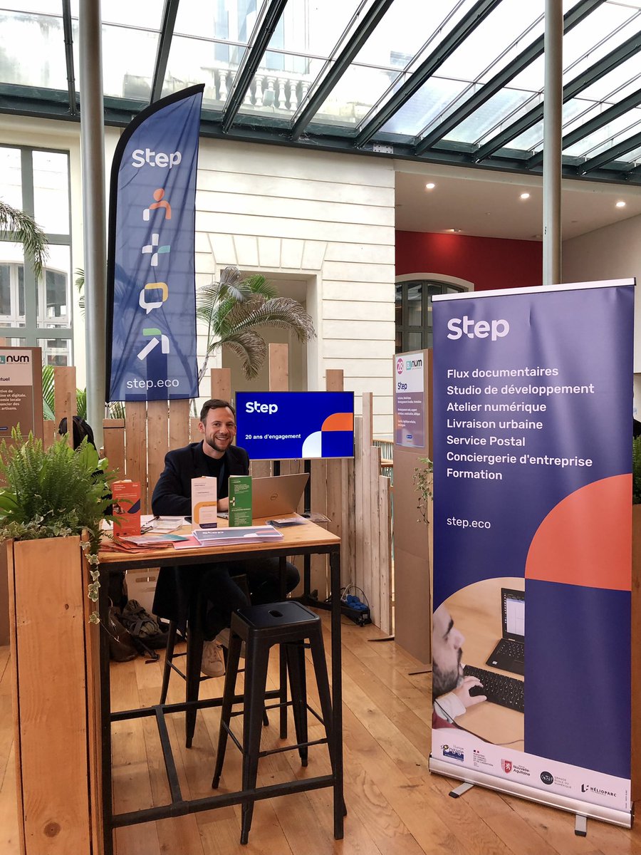 Kbertonazzi's tweet photo. Step, entreprise inclusive dans les métiers du numérique et les services de territoire, présente ses activités au salon B.Num : #Numérisation  #LogistiqueBasCarbone #inclusion #numerique @Ville_Pau https://t.co/emVjpbt4zk