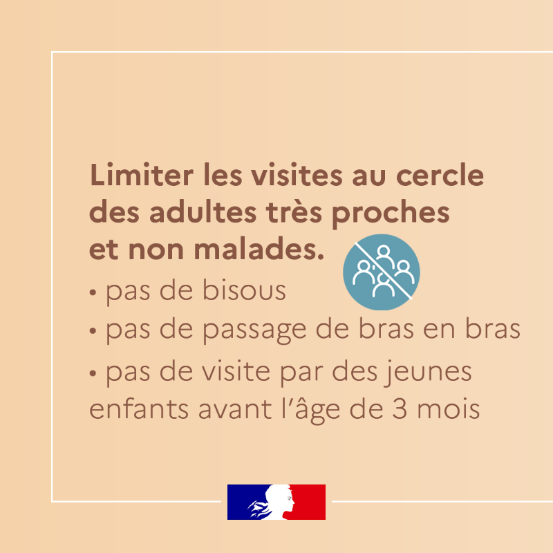Sante_Gouv's tweet photo. #Bronchiolite | Cette année, l'épidémie de bronchiolite est en avance 📅

C'est une maladie respiratoire très contagieuse, surtout chez les enfants de moins de 2 ans.

Adoptez les bons gestes pour protéger votre bébé ⤵