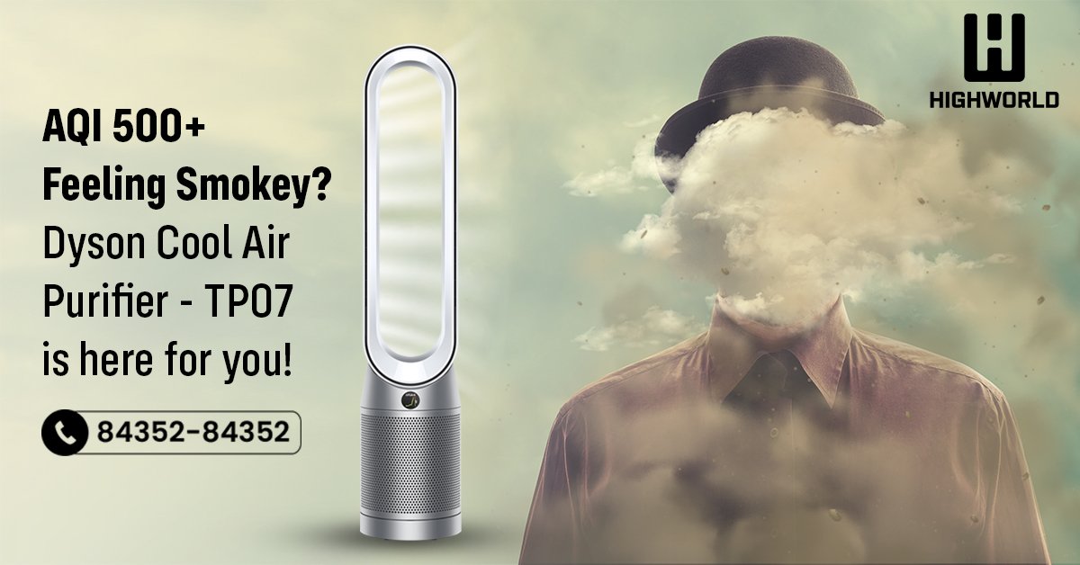 HighWorld_com's tweet photo. #Airpollution is not a 'seasonal issue'. AQI in Delhi NCR is crossing 500 which is far worse than the safe limit.
@Dyson advanced purification technology properly purifies the air you breathe indoors.
🛒 Dyson Demo, @Vegas_Mall
📞 84352-84352
#HighWorld #YouDeserveFreshAir https://t.co/uO7R12e0NG