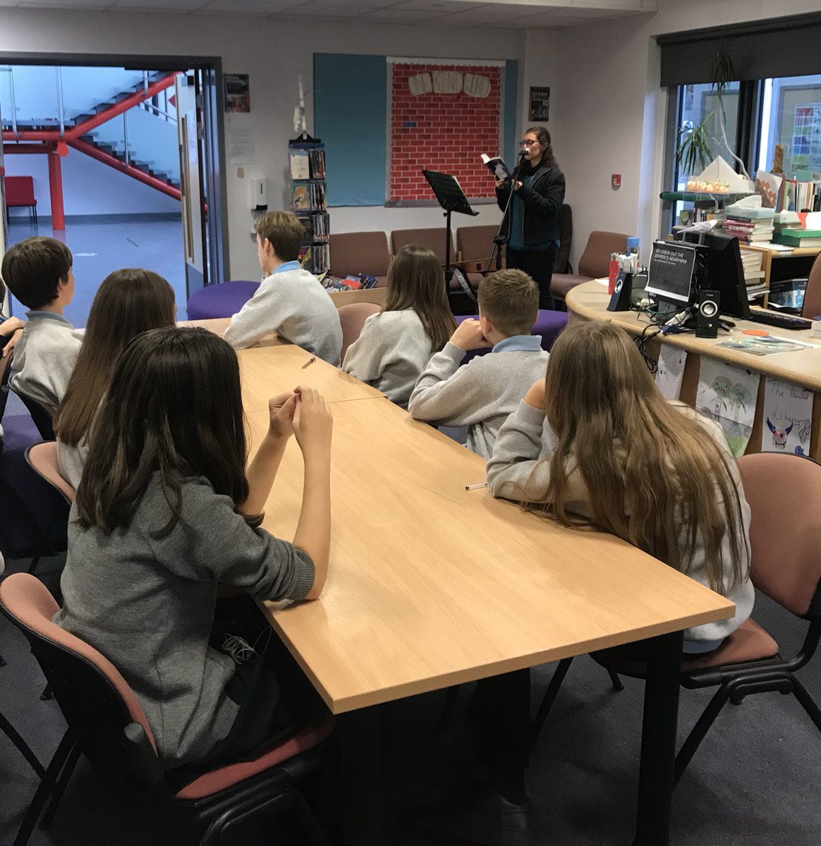 KurumuruBooks's tweet photo. We’re at @TaverhamHigh today with @ERTraina and #Amarantha, discussing world building, music and stories with the wonderful students in the school library! Thank you to @TaverhamHighLib https://t.co/CjhScyZ8PO