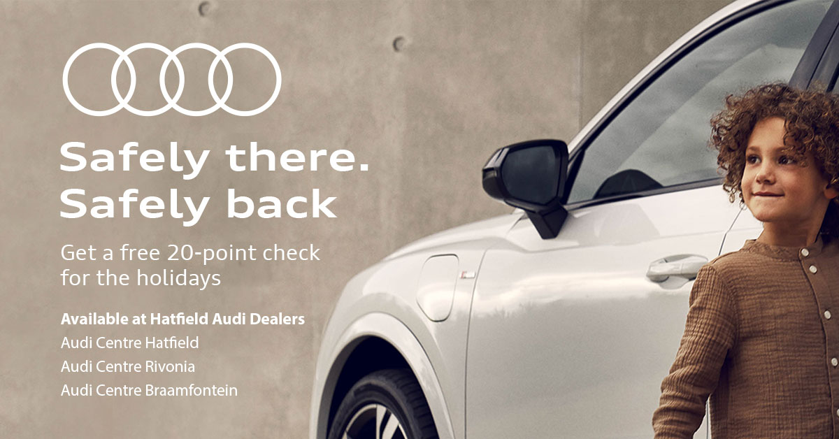 SAFELY THERE. SAFELY BACK
Get a free 20 point check for the holidays. 

Available at Hatfield Audi Dealers

👉 bit.ly/3cchVyS
☎️ Call us: 087 236 7590
📞 WhatsApp: 076 596 3882

#Rated1inService #Audi #AudiGenuineParts
Terms and conditions apply.