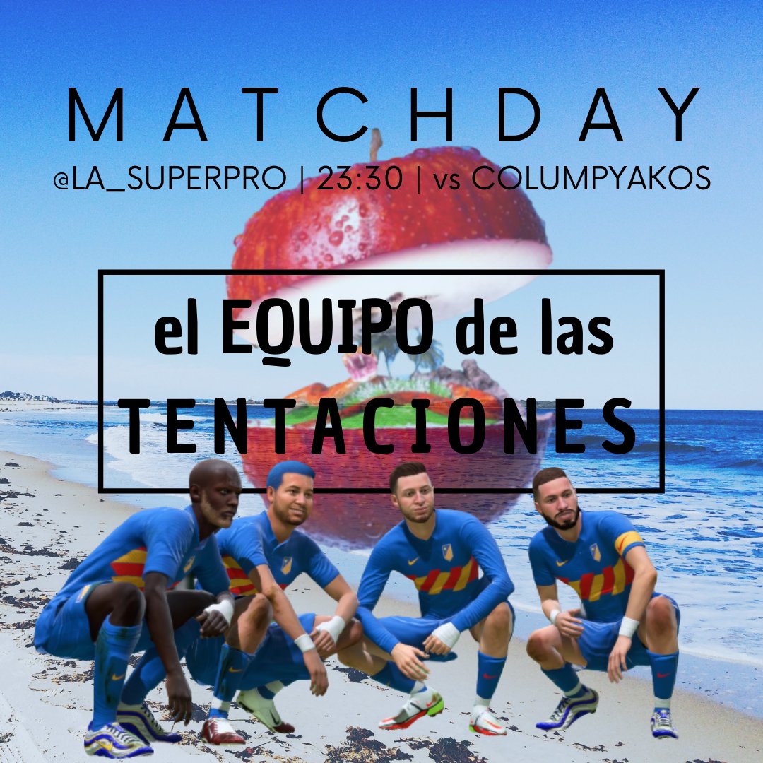 HortaSur's tweet photo. #MATCHDAY |🌴Hay más partidos para ti🌴

⚽️ @La_SuperPro 
🕙 23:30
⚔️ Columpyakos

¿Caerás en la tentación?

#LaPelotitaRelajá
#AmuntHortaSud https://t.co/SZd85chNN9