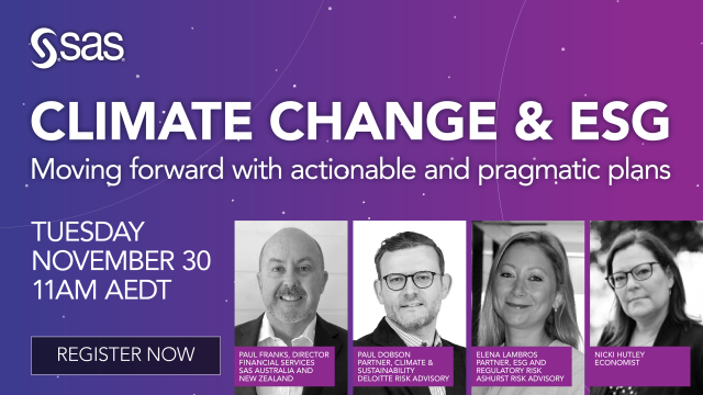 tracyabolton's tweet photo. Join SAS and a panel of external experts for an insightful and interactive webinar on what does climate change and ESG mean for enterprise management. Register now #ClimateAction https://t.co/U8RmDO7jj6 https://t.co/tvkUqlacHX
