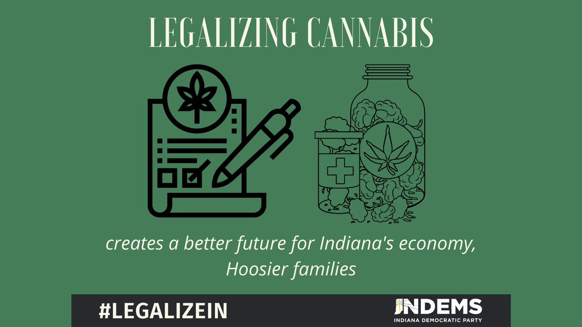 INDems's tweet photo. .@INDems want to create a better future for Hoosiers across Indiana. Legalizing cannabis will accomplish this goal. 

The idea is common sense, supported by a majority of Hoosiers, and will take Indiana’s economy to the #NextLevel. Let’s get this done. #LegalizeIN https://t.co/UumpR5rbaT