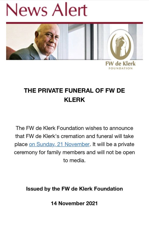 #RestInHellDeKlerk