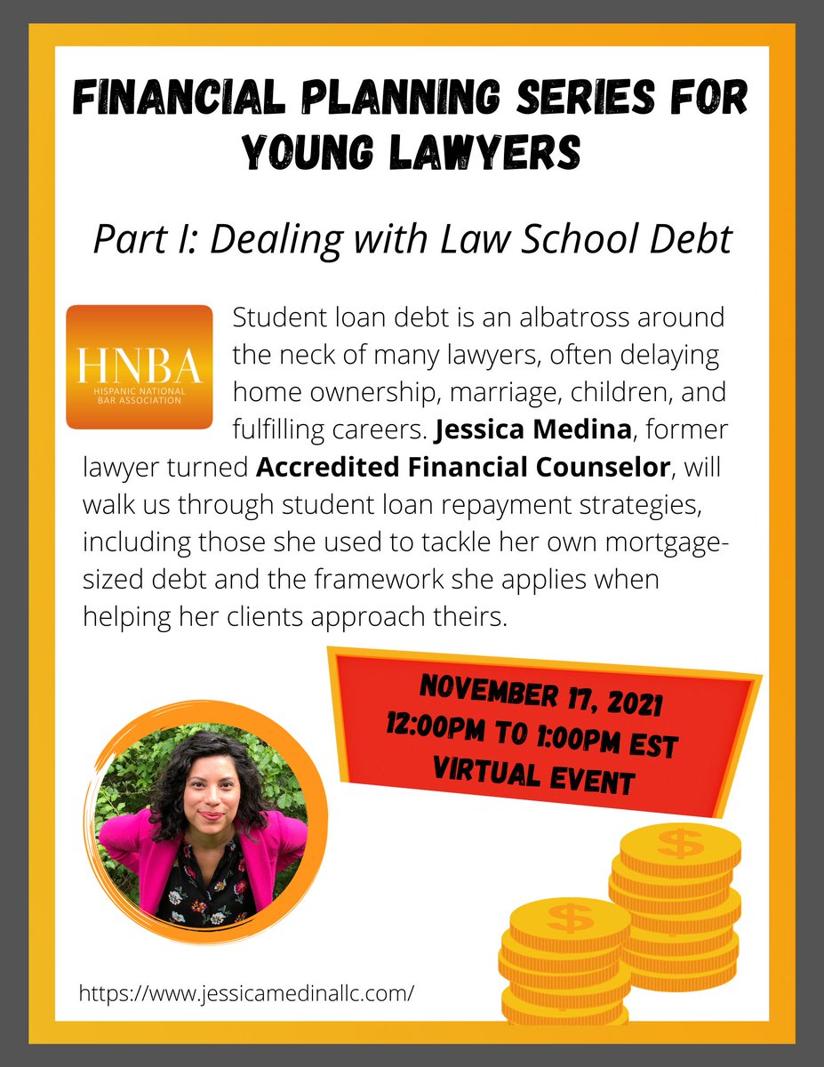 Sign up now for the #HBNA Financial Series - Part 1: Dealing With #LawSchoolDebt: us06web.zoom.us/webinar/regist… #lawstudents