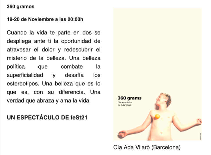 Este fin de semana 360 gramos, un espectáculo sobre romperse, sobre recomponerse... sobre la belleza.
entradium.com/events/360-gra…

<a href="/SevillaOcio/">OnSevilla - Ocio en Sevilla</a> <a href="/ElGiraldillo_/">Revista El Giraldillo</a>