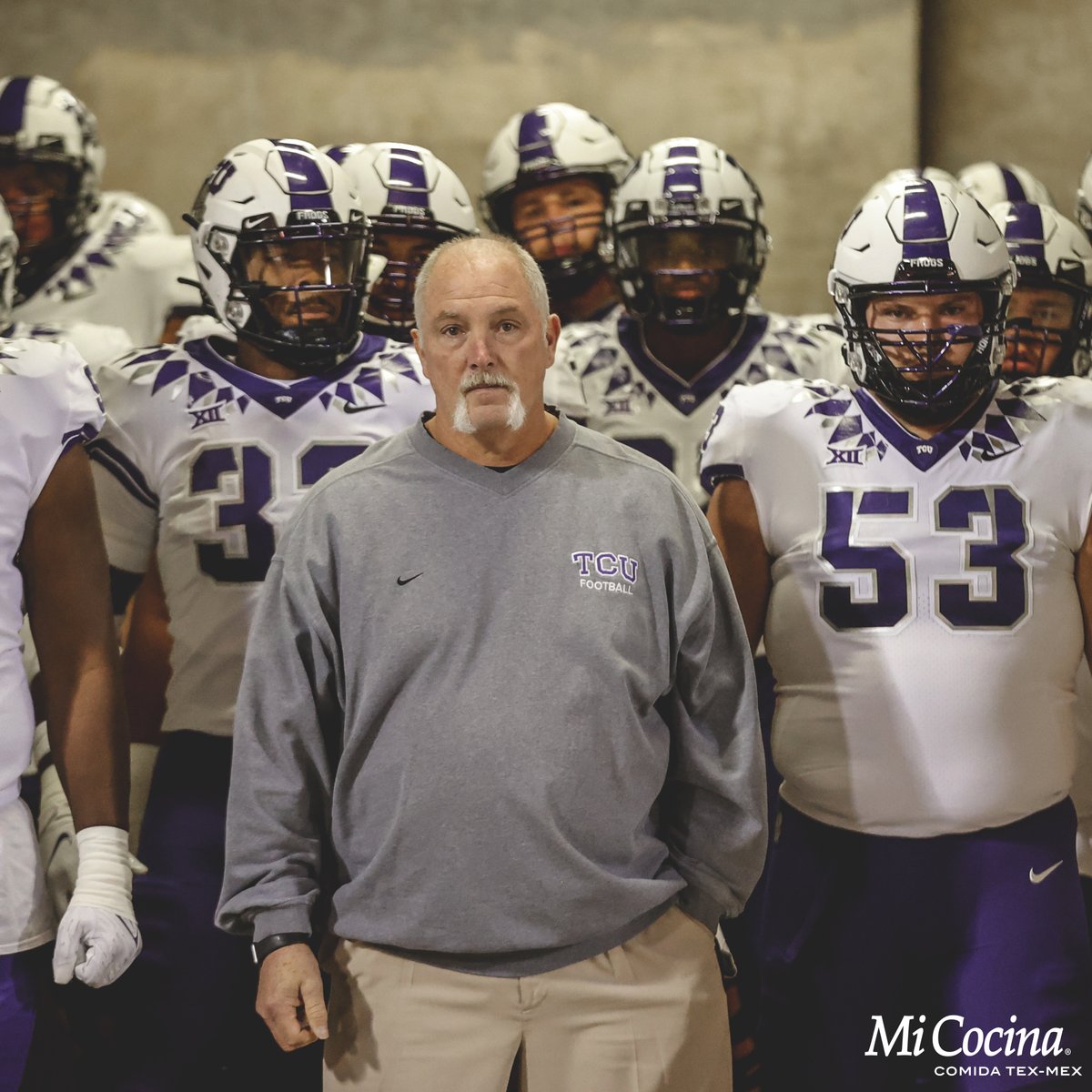 Special moment having Coach Sommer lead the squad out on Saturday, who is in his 21st season with the Frogs. 💜

#GoFrogs