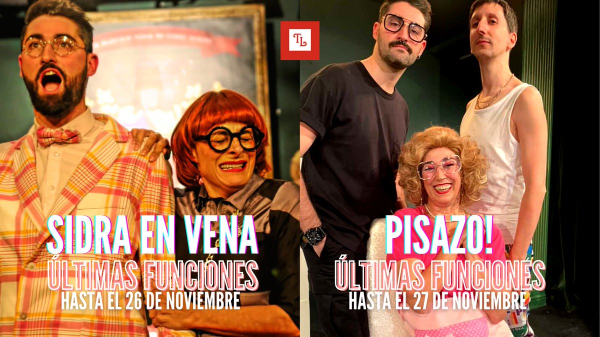 💥💥 ¡ÚLTIMAS 2⃣ FUNCIONES!💥💥
➡️ "SIDRA EN VENA" y "PISAZO!" se despiden del #Lara.

⚠️ ¡Sólo 2 oportunidades más para disfrutar de cada montaje de <a href="/Es_Montgomery/">Montgomery</a> en nuestras tablas!

🎟️🎟️Entradas en: teatrolara.com 
#lastcall #ultimas #entradas #teatro #comedia