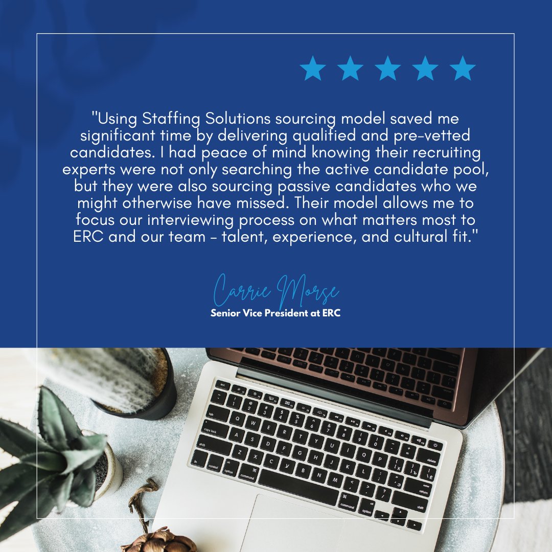 StaffSolEnt's tweet image. No matter what your unique talent acquisition needs are,  we here to work our magic ✨

👇 Check out these kind words from our friends at ERC about how we helped with their candidate search!