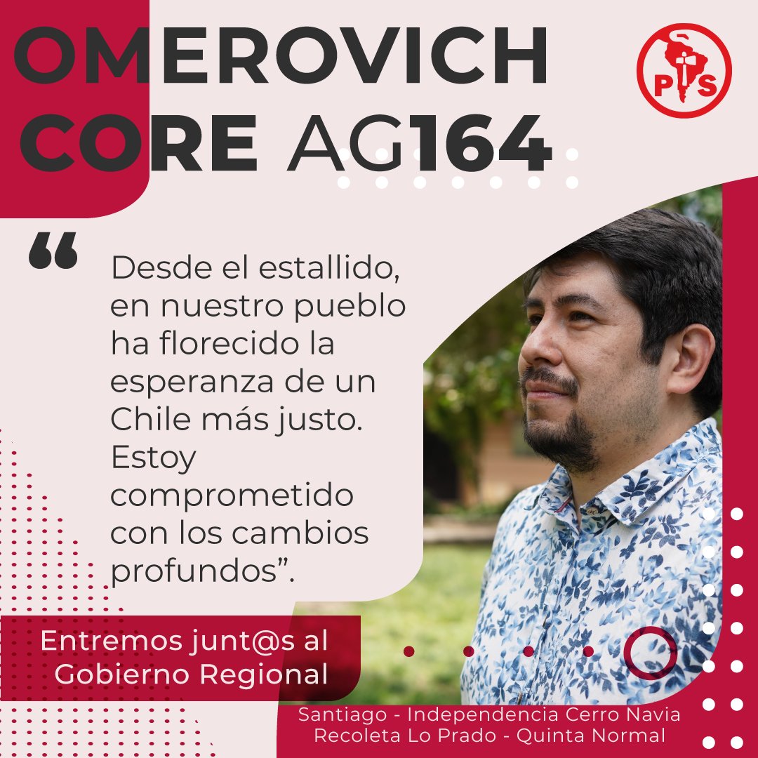Vamos por cambios profundos para nuestra Región. 

✊🏾❤🏙 #Omerovich #Core #vota #AG164

#Santiago #recoleta #independencia #cerronavia #loprado #quintanormal