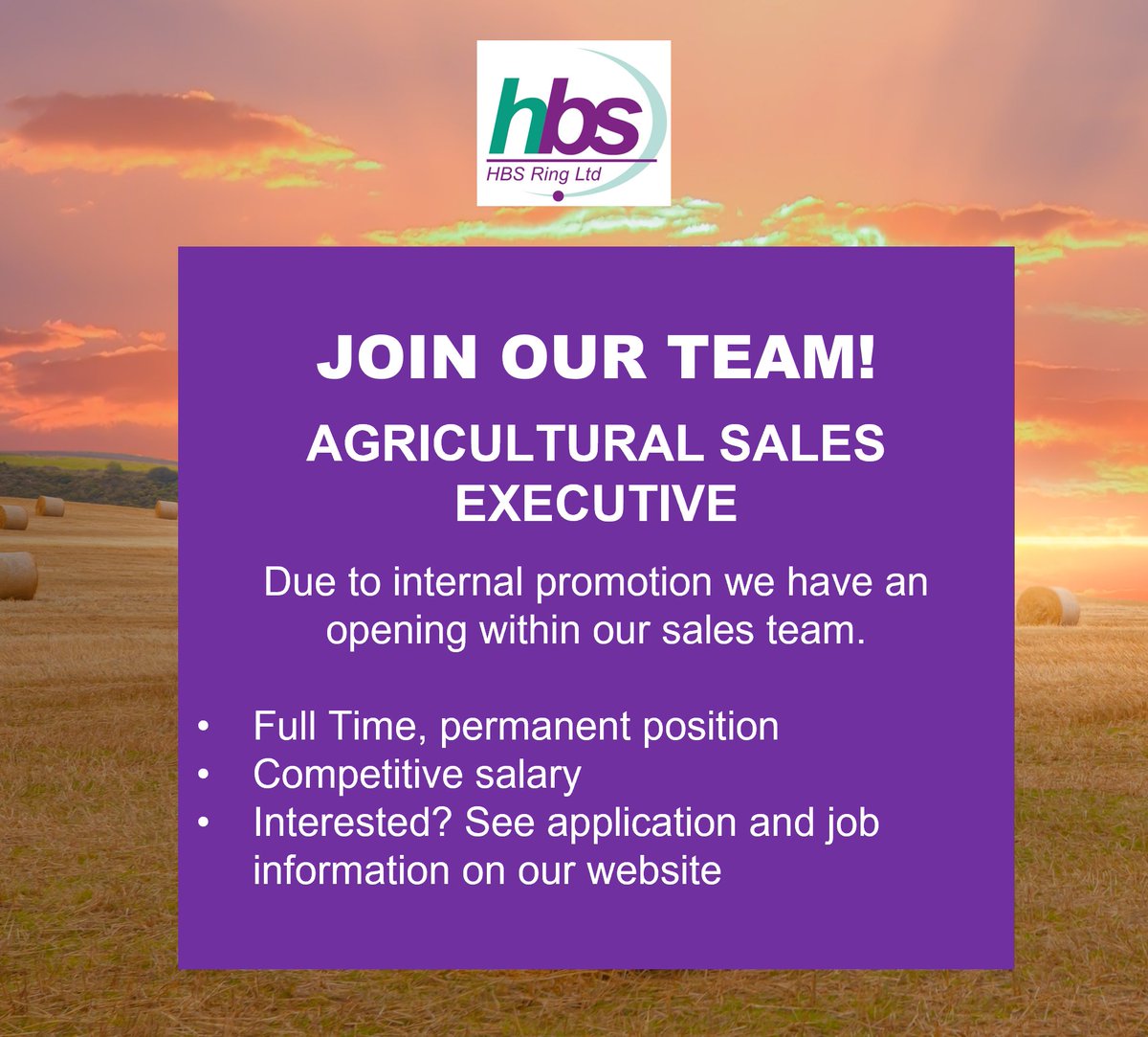 WE'RE HIRING! Visit our website for more information. hbsring.co.uk/careers/
#jobsinhighland #agrisalesjobs