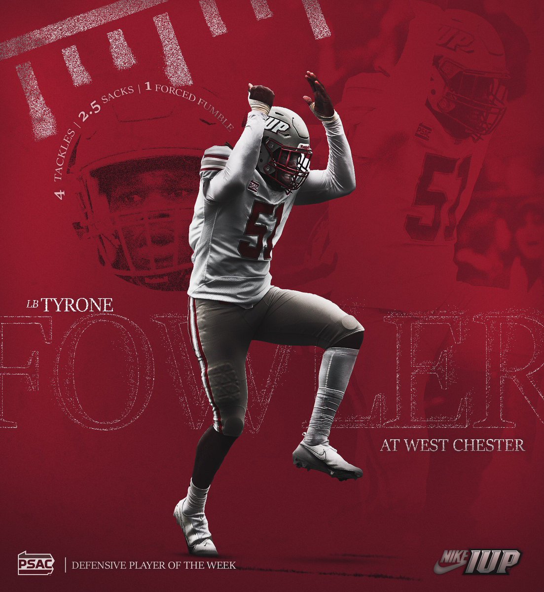 IUPfootball's tweet photo. 𝐃𝐞𝐟𝐞𝐧𝐬𝐢𝐯𝐞 𝐓𝐞𝐫𝐫𝐨𝐫

This guy lit it up on Saturday. He’s your PSAC West Defensive Athlete of the Week. 

#ALLIN21 https://t.co/vda2oiTny0