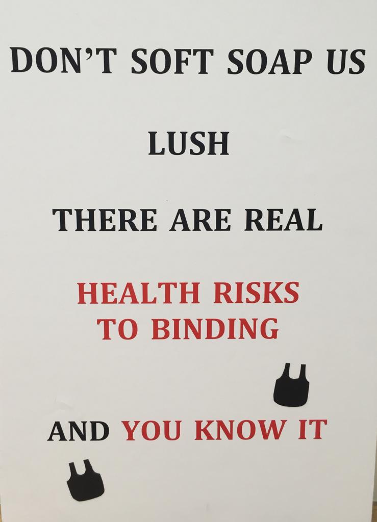 damitpatriarchy's tweet photo. @LushLtd while you work on 'tweaking your logistics' for providing fractured ribs to confused kids, just a reminder that we're here: women committed to protecting girls from the physical and psychological damage of binding #NoThankYou
#NoToBinders
#StopTransingTheGayAway https://t.co/QbDXmqCxBh