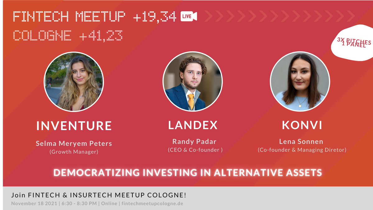 fintechmeetupeu's tweet photo. #DemocratizeInvesting. FinTech Meetup Europe this Thursday! Invest in 👨‍🌾Land ⌚Collectibles 🦄 Equity Tickets: https://t.co/DPYhakqNQG @LenaJusten @koos @inVenture_iVC @konviapp @zemantify #fintech #DigitalAssets https://t.co/OWSszx3ett
