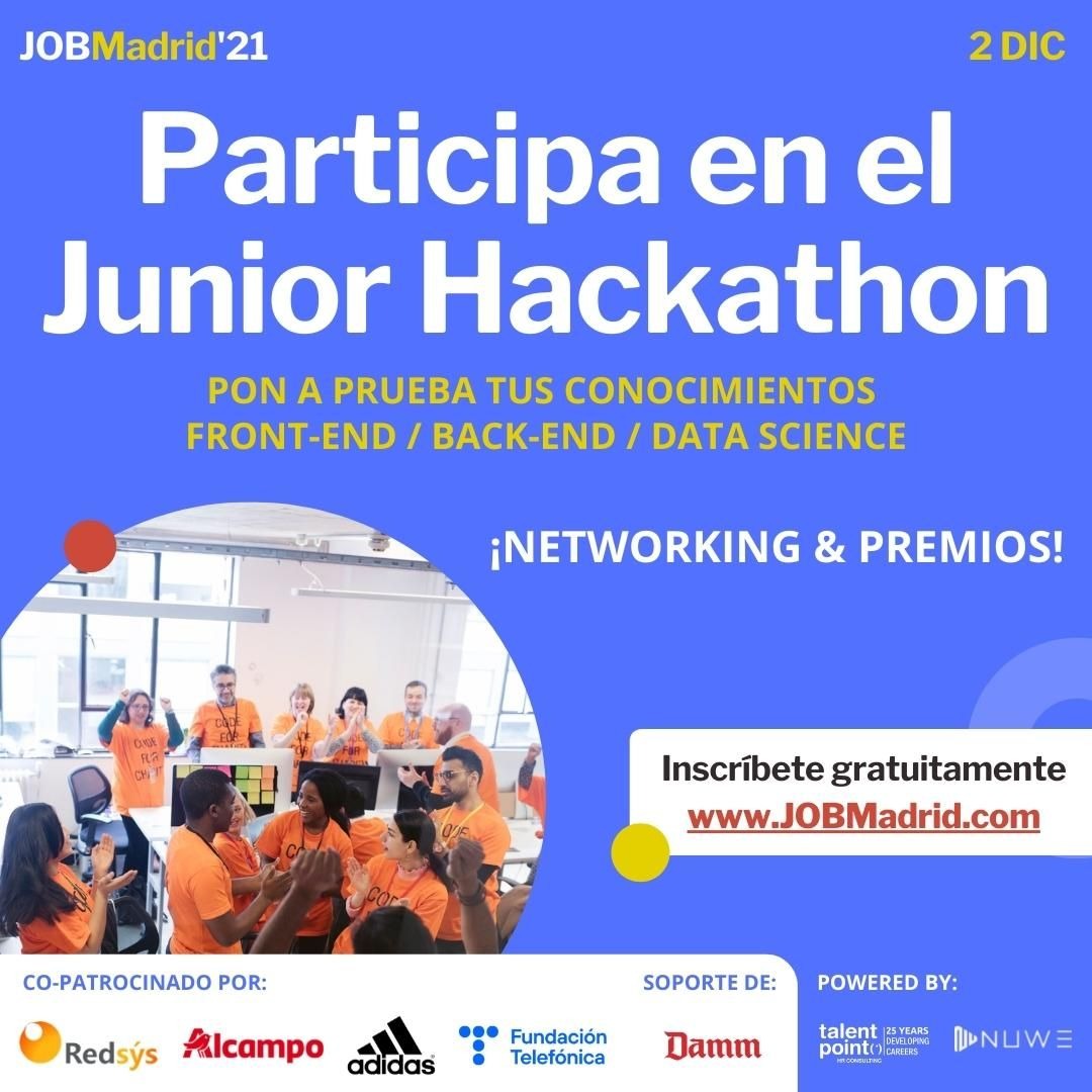 NuweIo's tweet photo. 🔴❗Alerta a programador@s❗🔴

¡Este domingo (21/10) cerramos la convocatoria online de JOBMadrid! ¿Ya te has unido al reto?

🧑🏽‍💻👩🏼‍💻 ¡Recordad que si pasáis la fase online, JOBMadrid y los copatrocinadores del evento os estarán esperando.

#NUWE #Madrid #JOBMadrid21 #JOBMADRID https://t.co/BGyynfnaFs