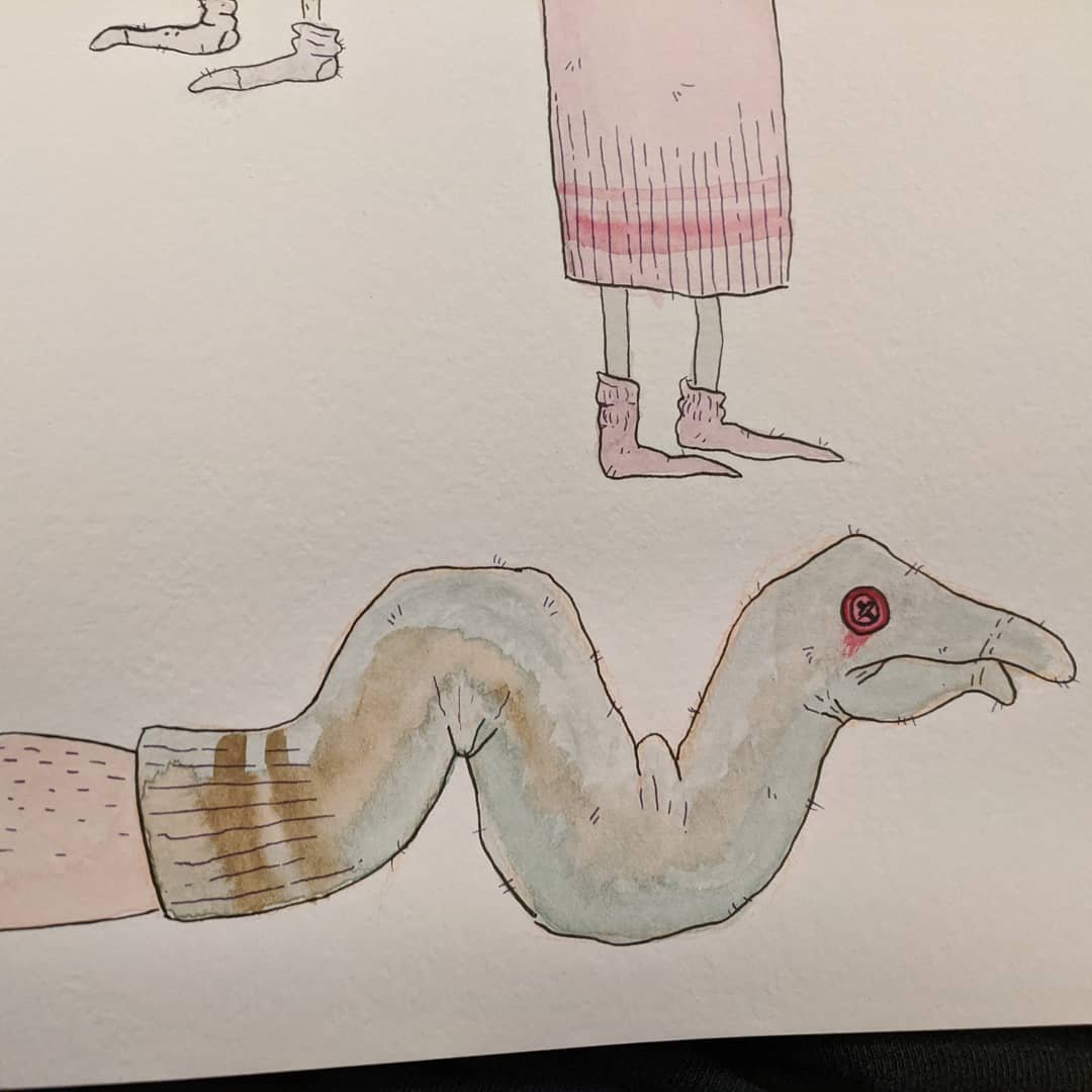 dweebdraws's tweet photo. Greetings! I am broke and willing to trade my art services for money!  This is great news for anyone who ever though "god I wish I had a watercolor painting of a bunch of worms spelling out the word 'fuck'". I am also skilled at drawing sock puppets and people! https://t.co/NDsnd4tkZW