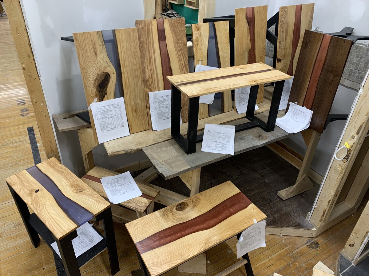 welshnrare's tweet photo. Another great selection of resin and hardwood tables from my senior custom wood working students this Semester/ quadmester. Fantastic work to be proud of. #JohnFRoss #ugdsb #rustydesign #rossroyals #jfr https://t.co/fipP53Aoi1