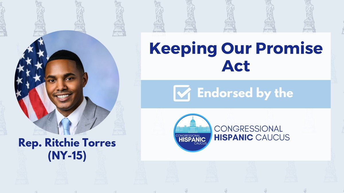 HispanicCaucus's tweet photo. The #CHC is proud to endorse the Keeping Our Promise Act &amp; thank @RepRitchie for introducing this legislation that is consistent with our long history of welcoming people of all faiths. https://t.co/WDJWW7PIsy