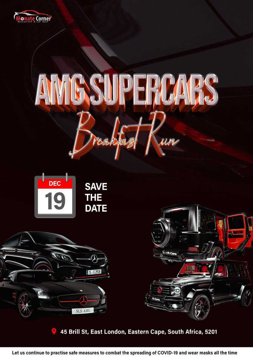 Thando____N's tweet photo. Supercars Enthusiast, this is the event you’ve beeeeeen waiting for 🔥🔥🔥🔥🔥🔥 Let’s end 2021 with the best Breakfast Run you’ve ever witnessed 🔥🔥 All roads lead to East London!! For more info, hit me up so I can connect you with my brother Fezile Solombela ❤️❤️❤️❤️ https://t.co/W4Kphq76Vx