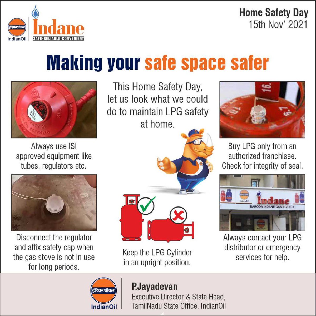 Indane LPG makes your safe space safer. This #HomeSafetyDay keep your #home safer by following these LPG safety tips. #LPG safety <a href="/HardeepSPuri/">Hardeep Singh Puri</a> <a href="/Rameswar_Teli/">Rameswar Teli</a> <a href="/ChairmanIOCL/">ChairmanIOC</a> <a href="/DirHR_iocl/">Director (HR), IndianOil</a> @DirRnD_iocl <a href="/DirMktg_iocl/">Director (Marketing), IndianOil</a>