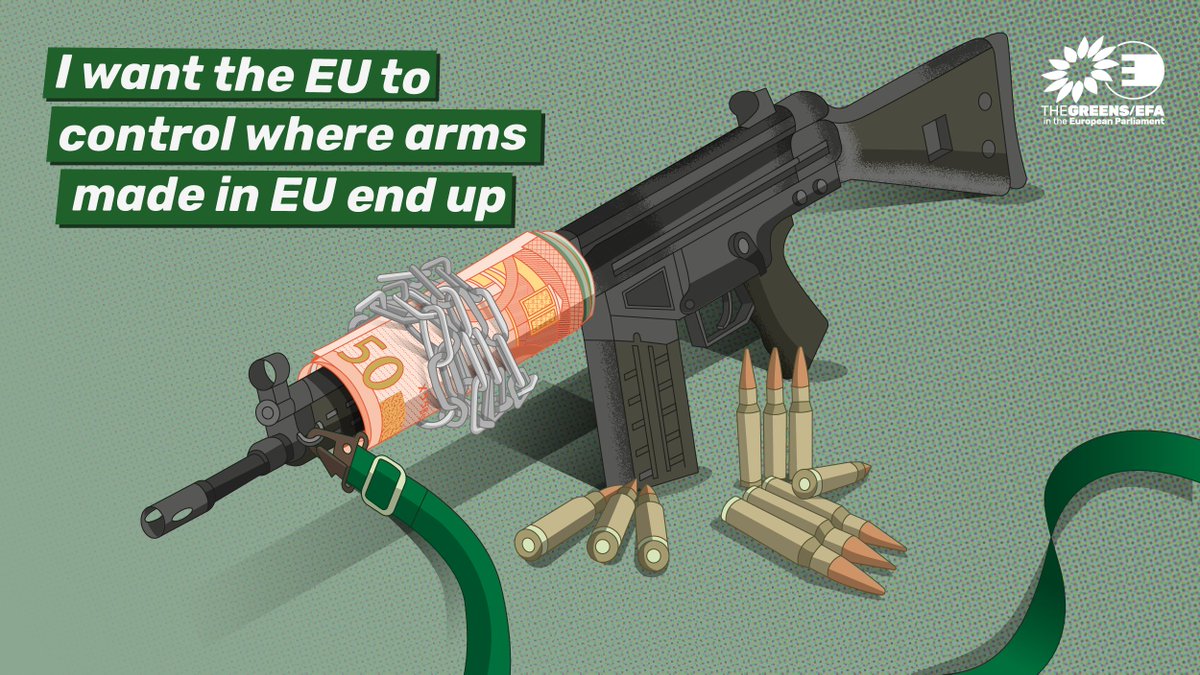 GreensEFA's tweet photo. Arms are not like any other export goods. Their export needs to be regulated carefully.⚠️
To prevent #EUarms ending up in the wrong hands, the EU must enforce its rules on arms exports!🇪🇺🚫💣
If you agree, send a postcard to @vonderleyen here ➜ https://t.co/b7nqSSjKGR https://t.co/uyYzpAl0Ow