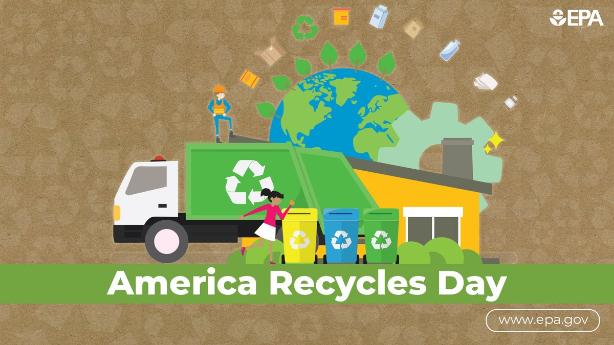 Happy #AmericaRecyclesDay! Today, EPA released our National Recycling Strategy, which for the first time focuses on climate change &amp; environmental justice. Learn more here:epa.gov/recyclingstrat…

Also, be on the lookout as we share tips &amp; tricks about recycling this week♻️