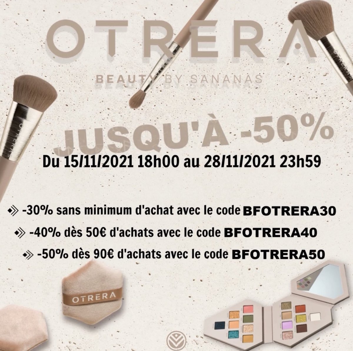 sananas2106's tweet photo. Jusqu’à -50% sur tout le site @OtreraBeauty 🤩🙈! Je suis émue, ce sont nos premières promotions ! J’espère que ça vous fait plaisir 💚🎉 https://t.co/gRz2EbPo0a https://t.co/7lB2F0roCX