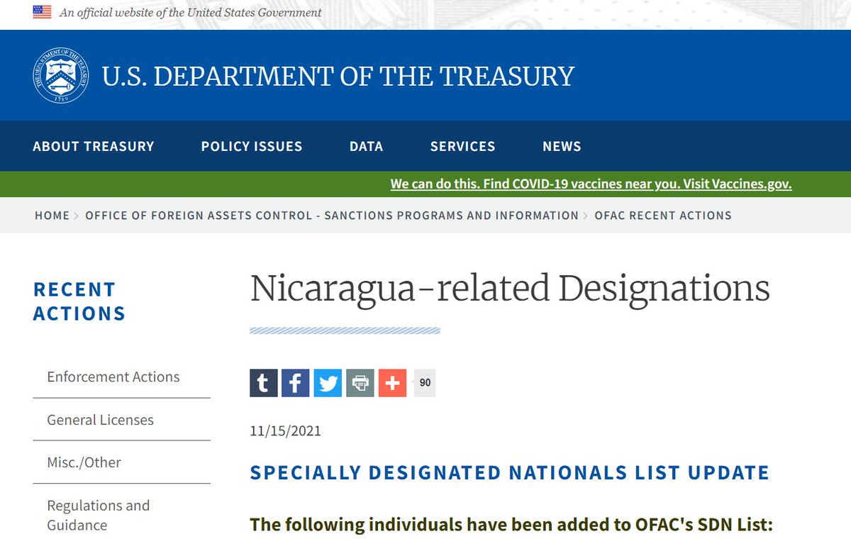 The US is escalating its economic warfare on Nicaragua's Sandinista government

Days after Biden signed the RENACER Act to punish Nicaragua, the Treasury just announced new sanctions on top Nicaraguan officials and the Public Ministry of Nicaragua (the public prosecutor's office)