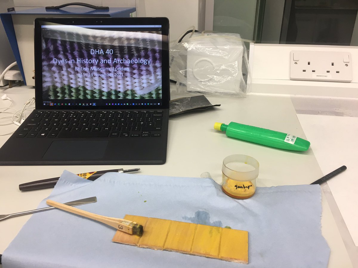 lucianoor_m's tweet photo. First day of the #DHA40 conference “Dyes in history and archaeology”! Listening to the impressive talks whilst extracting natural dyes and printing on Japanese paper https://t.co/R1qZDa836W